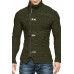 Men's Leather Button Long Sleeve Knit Cardigan Jacket