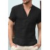 Breathable linen V-neck T-shirt